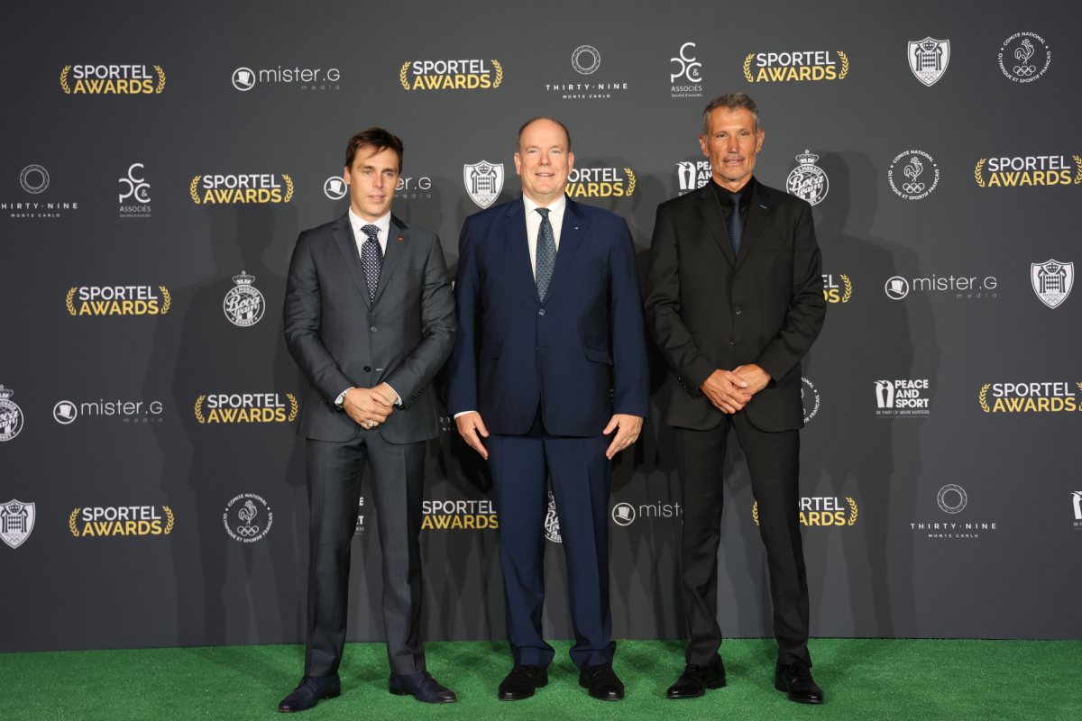 H.S.H. Crown Prince Albert of Monaco, Arnaud Ducruet and Laurent Puons, CEO of Monaco Mediax