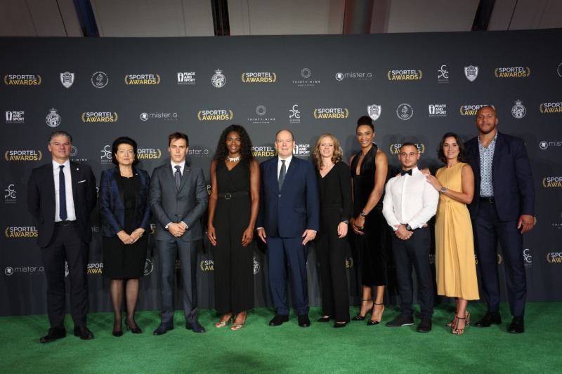 2021 - The Georges Bertellotti Golden Podium Awards Jury. Michel Cardoze (Communication Director – Olympique de Marseille), H.E. Yvette Lambin-Berti (General Secretary, The Monaco Olympic Committee), Louis Ducruet (President, Monaco Gaming Day), Muriel Hurtis (Track & Field World Champion, President of the Jury), H.S.H. Prince Albert II of Monaco (Honorary President), Astrid Guyart (Fencing Olympic Medalist & CNOSF Delegate), Allison Pineau (Handball Olympic, World & European Champion), Samir Aît Said (Champion for Peace, Peace and Sport), Julie Gautier (Freerider, Photographer & Director), Ciryl Gane (UFC Heavyweight Champion)