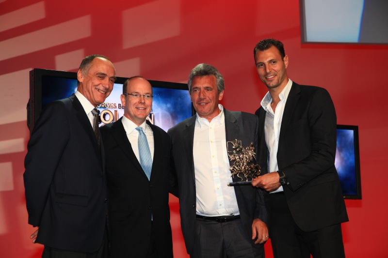 2011 - The Georges Bertellotti Golden Podium Awards Ceremony. Joël Delplanque (President of International Handball Federation),  H.S.H. Prince Albert II of Monaco (Honorary President), Claude Onesta (France’s men’s handball coach), Jérôme Fernandez (Handball player)